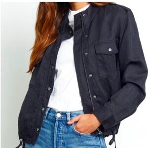Rails Collins Jet Cobra Short Linen Blend Jacket In Jet XS Black Grey Pockets